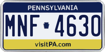 PA license plate MNF4630