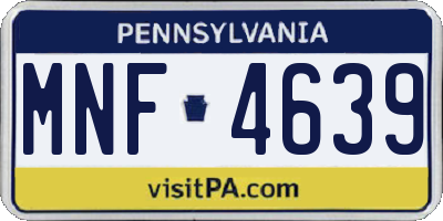 PA license plate MNF4639