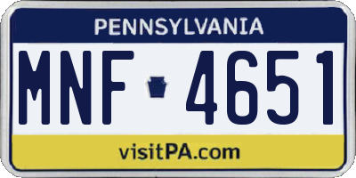 PA license plate MNF4651