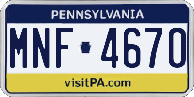 PA license plate MNF4670