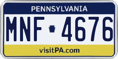 PA license plate MNF4676