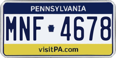 PA license plate MNF4678