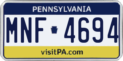 PA license plate MNF4694