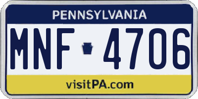 PA license plate MNF4706