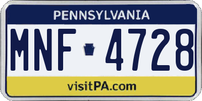 PA license plate MNF4728