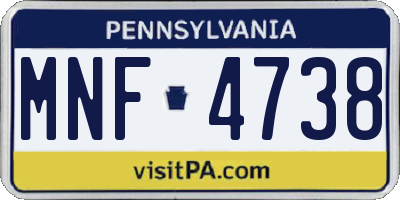 PA license plate MNF4738