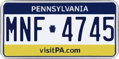 PA license plate MNF4745