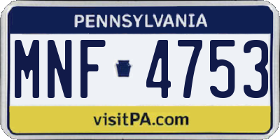 PA license plate MNF4753
