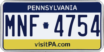 PA license plate MNF4754