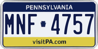 PA license plate MNF4757