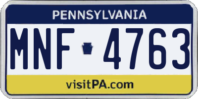 PA license plate MNF4763