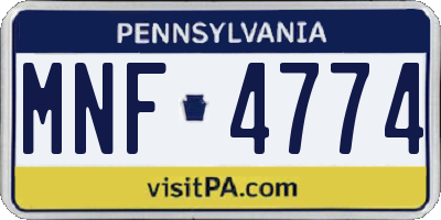 PA license plate MNF4774