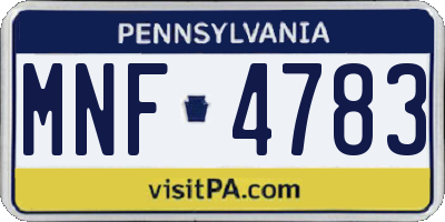 PA license plate MNF4783