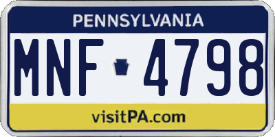 PA license plate MNF4798