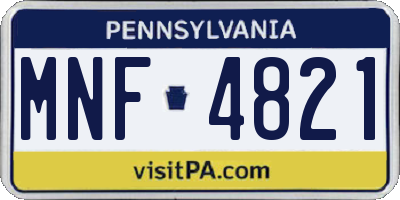PA license plate MNF4821