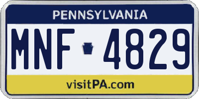 PA license plate MNF4829