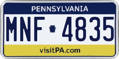 PA license plate MNF4835