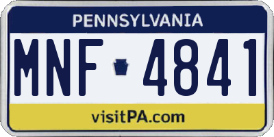 PA license plate MNF4841