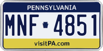 PA license plate MNF4851