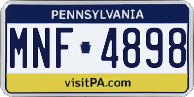 PA license plate MNF4898