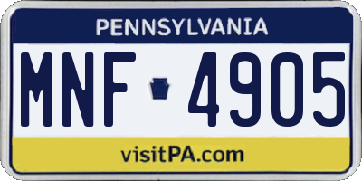PA license plate MNF4905