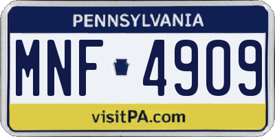 PA license plate MNF4909