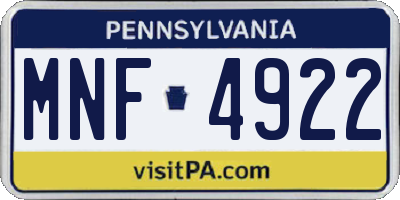 PA license plate MNF4922
