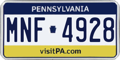 PA license plate MNF4928