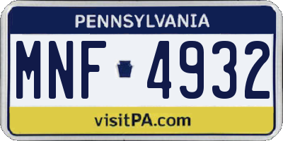 PA license plate MNF4932