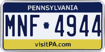 PA license plate MNF4944