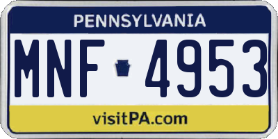 PA license plate MNF4953