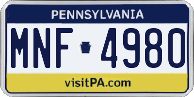 PA license plate MNF4980
