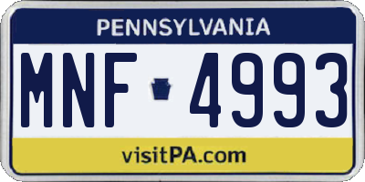 PA license plate MNF4993