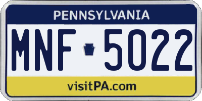 PA license plate MNF5022