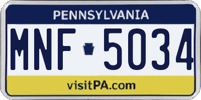 PA license plate MNF5034