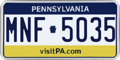 PA license plate MNF5035