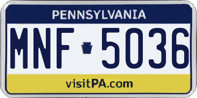 PA license plate MNF5036