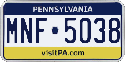 PA license plate MNF5038