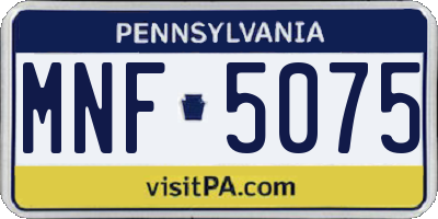 PA license plate MNF5075
