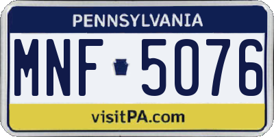 PA license plate MNF5076