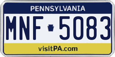 PA license plate MNF5083