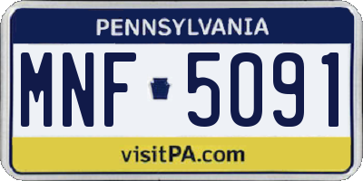 PA license plate MNF5091