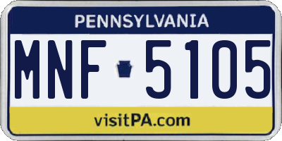 PA license plate MNF5105