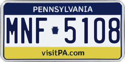 PA license plate MNF5108