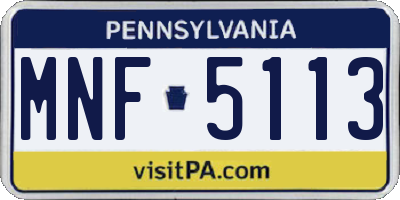 PA license plate MNF5113