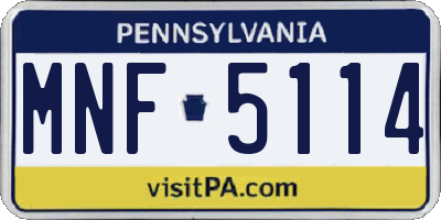 PA license plate MNF5114