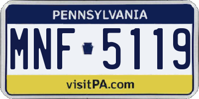 PA license plate MNF5119
