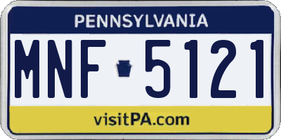 PA license plate MNF5121