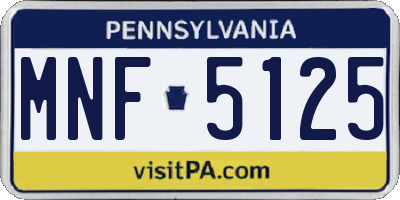 PA license plate MNF5125