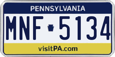 PA license plate MNF5134